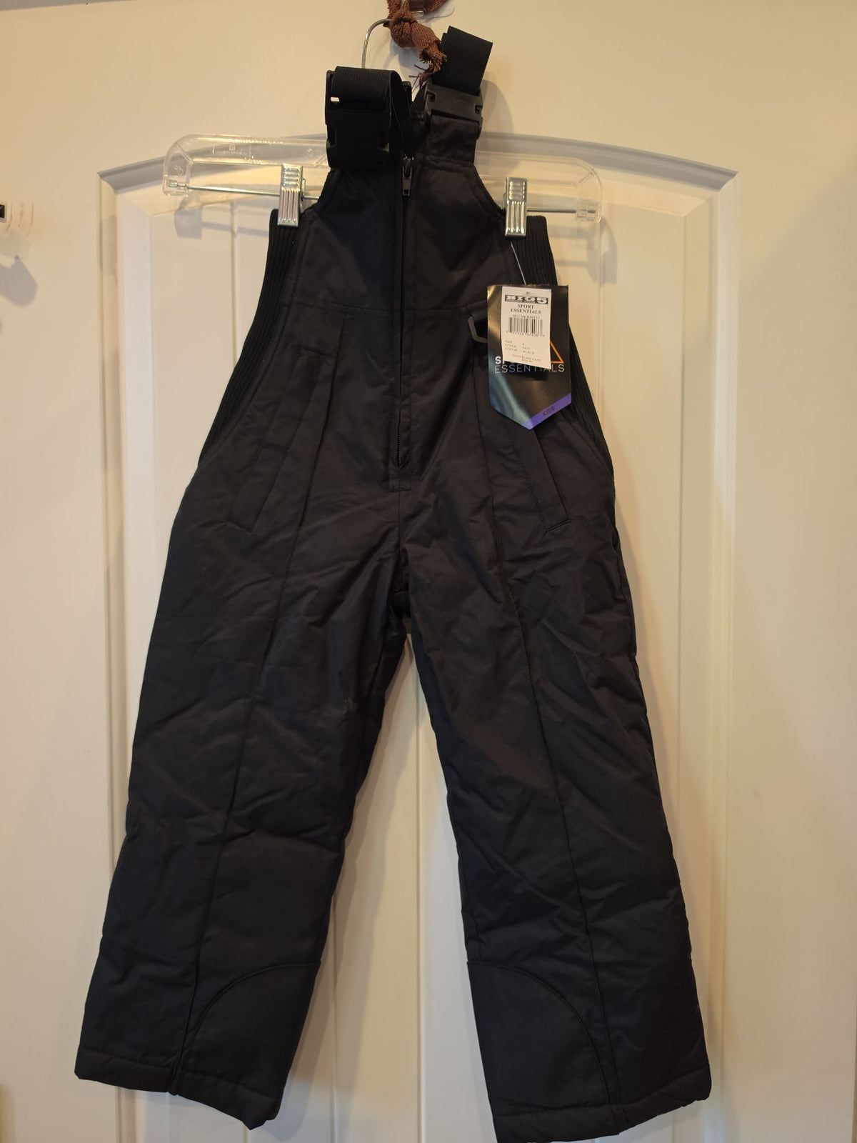 Sport Essentials Kids' Black Bib Snow Pants, Size 4