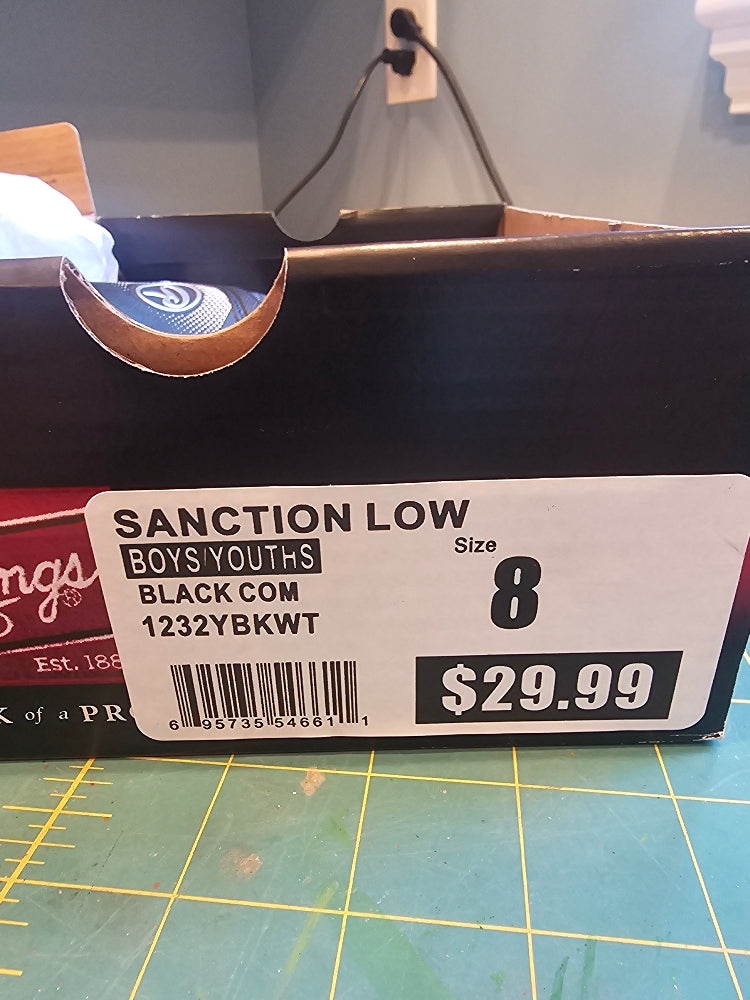 Rawlings Sanction Low Youth Baseball Cleats - Black/White/Red, Size 8