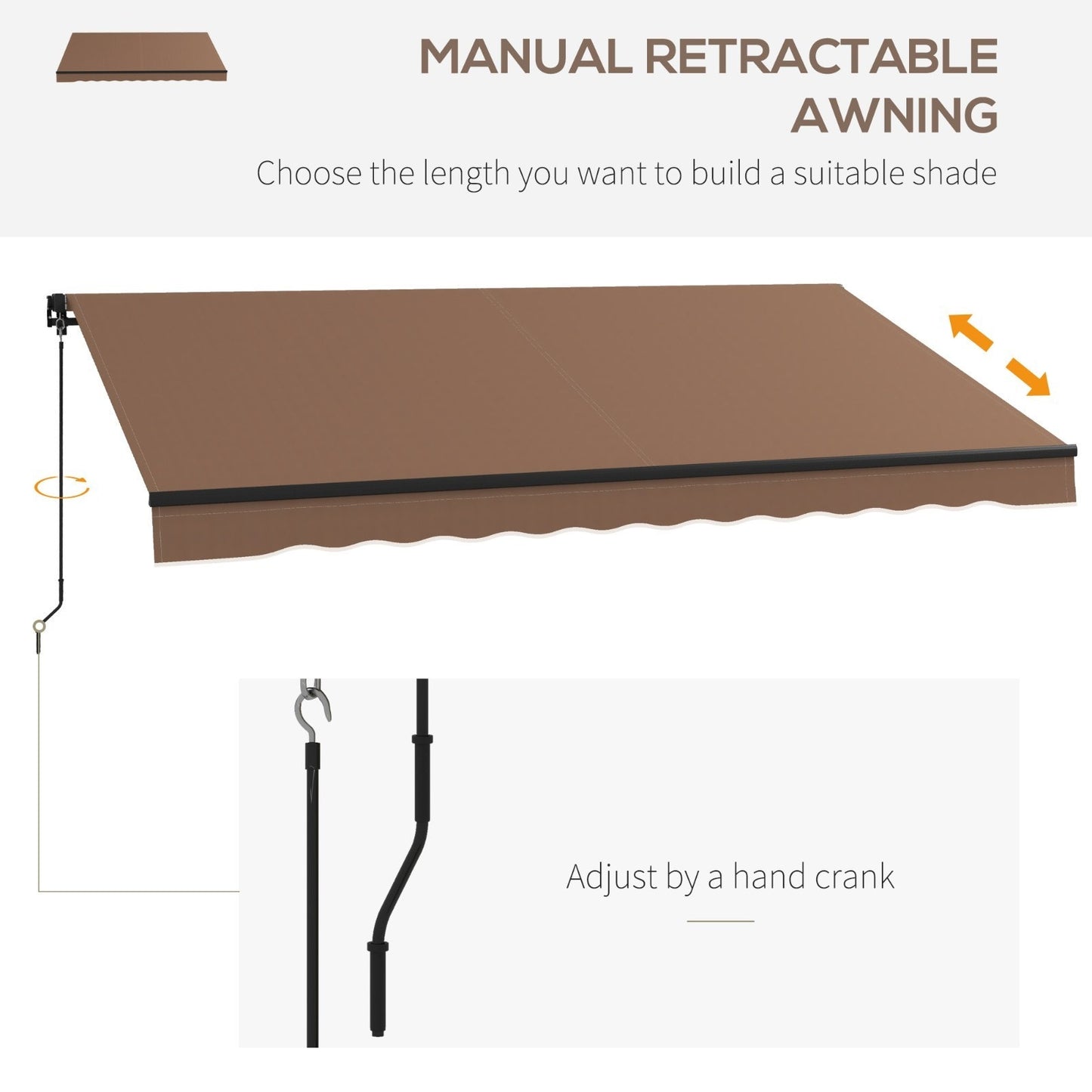 Outsunny 12' x 10' Retractable Awning - UV Resistant Sunshade Shelter