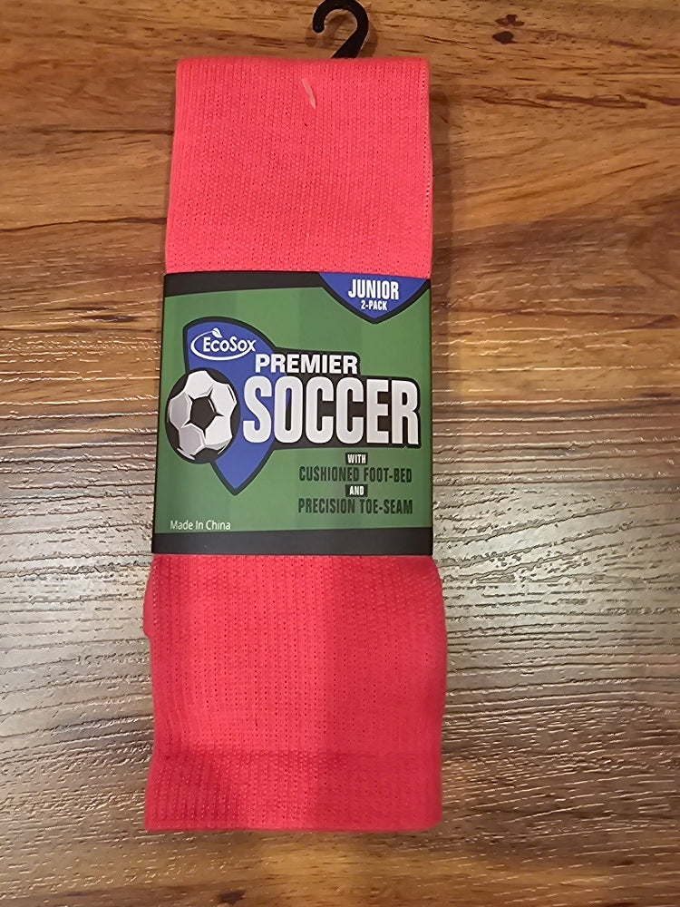 EcoSox Premier Soccer Socks - 2-Pack, Bright Pink, Size 5-7