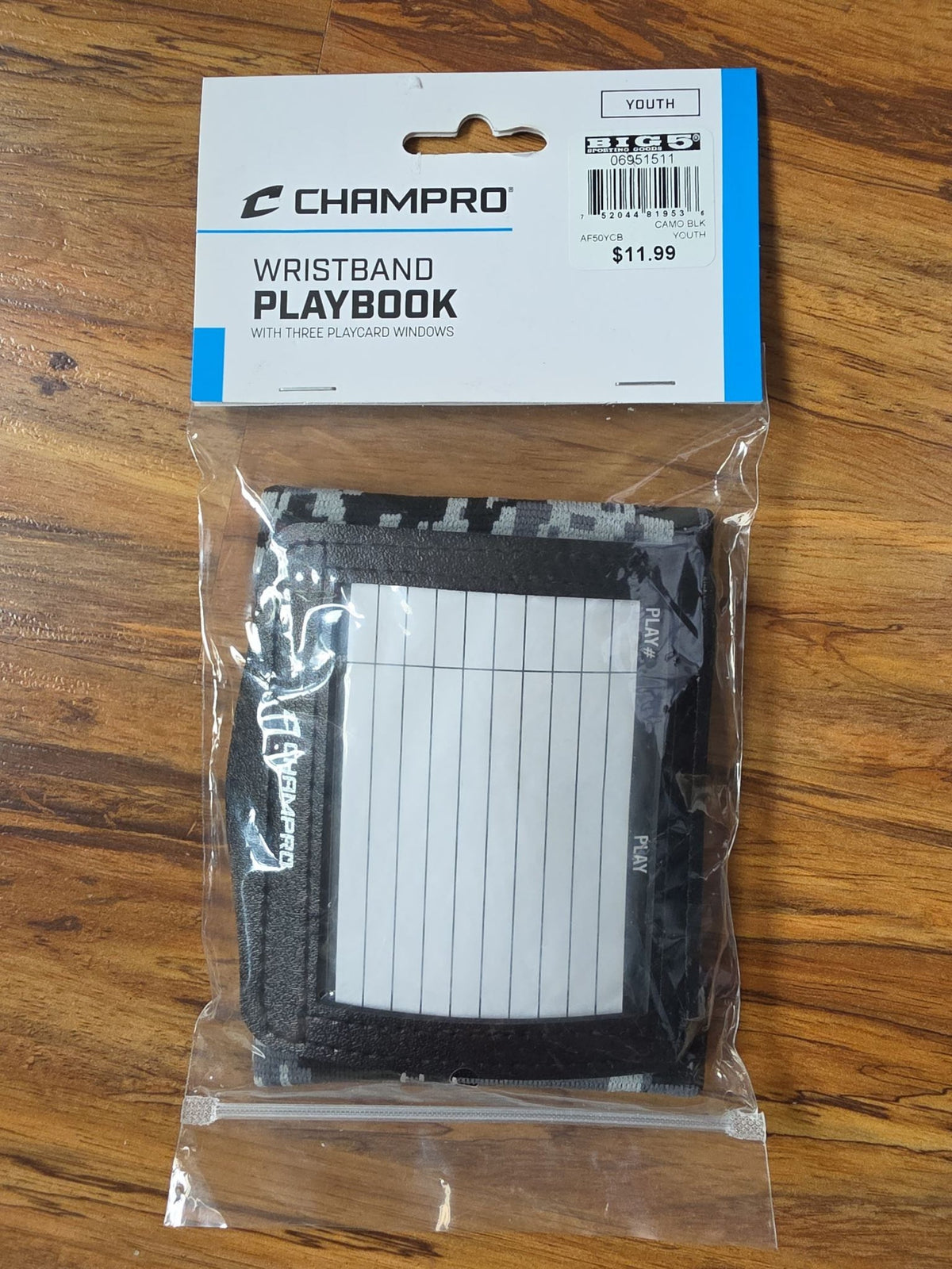 Champro Youth Triple Playbook Wristband - Camo Black