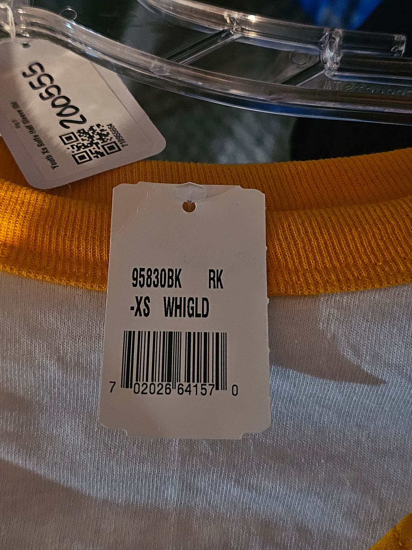 Soffe Youth Baseball/Softball 3/4 Sleeve Raglan Shirt, White/Orange - Size XS