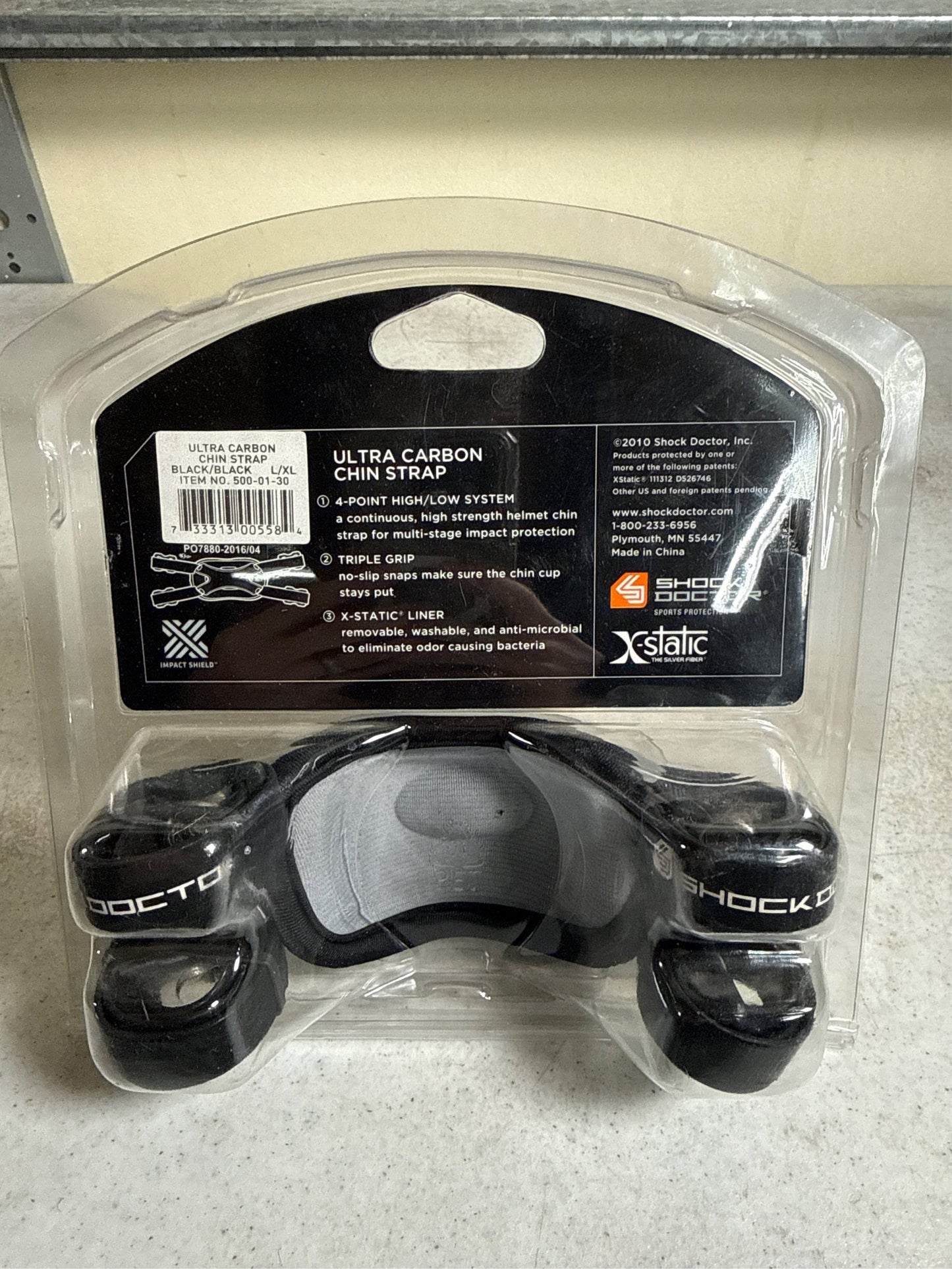 Shock Doctor Ultra Carbon Football Chin Strap - Black, L/XL