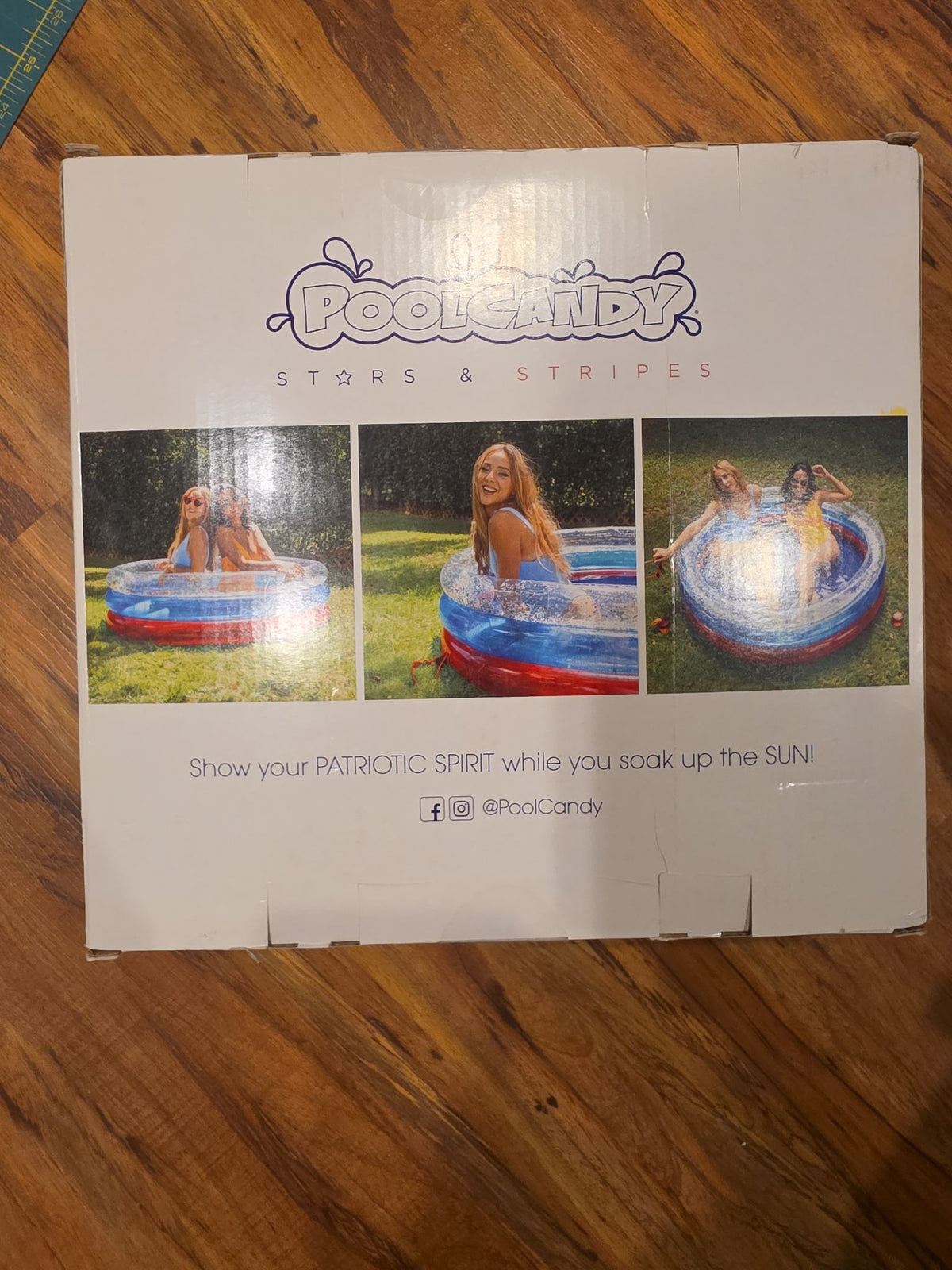 PoolCandy Inflatable 3-Ring Glitter Sunning Pool - Red, Blue, and Clear
