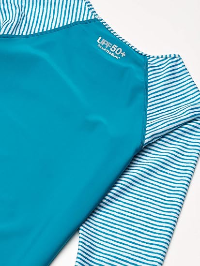 Speedo Girls' Long Sleeve Rashguard Swim Shirt - UPF 50+, Blue Combo, Size M