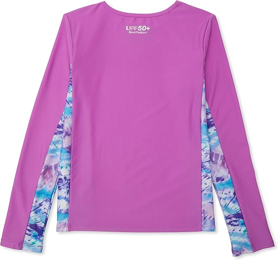 Speedo Girls' Long Sleeve Rashguard Swim Shirt - Purple Combo, Size M