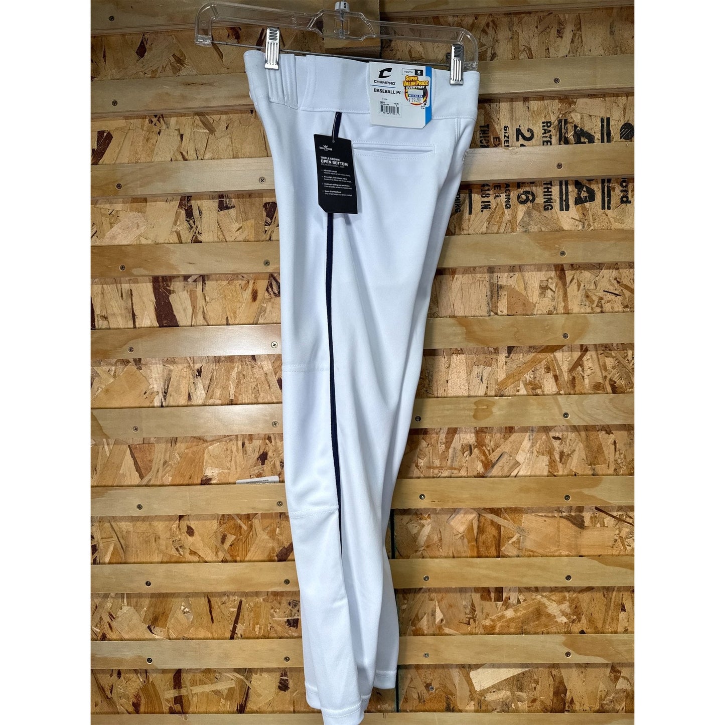 Champro Triple Crown 2.0 Youth Open-Bottom Piped Baseball Pants- Small