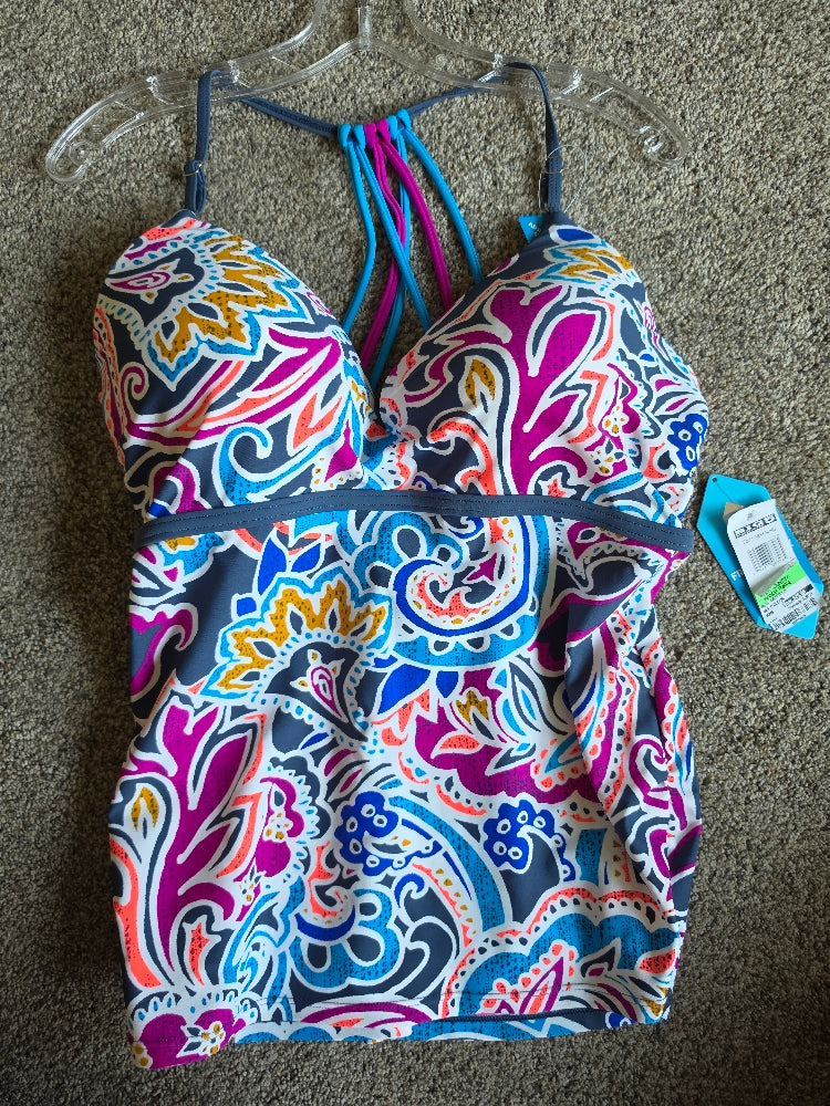 Free Country Women's Multicolor Floral Tankini Swim Top - XL