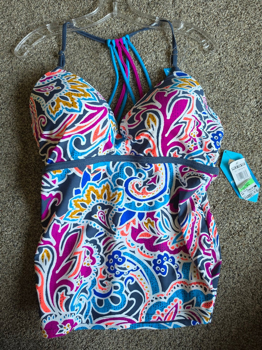 Free Country Women's Multicolor Floral Tankini Swim Top - XL
