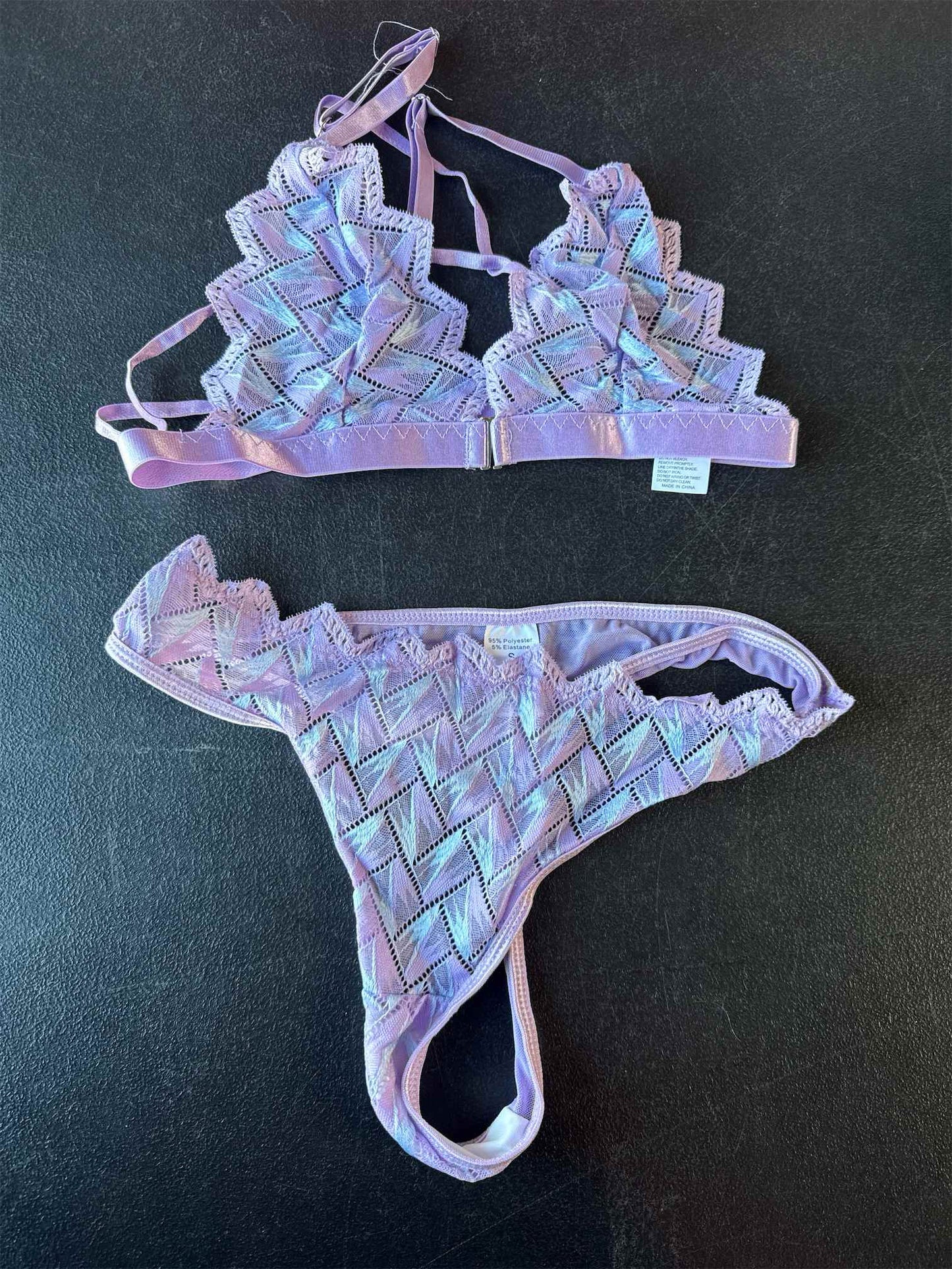 Avidlove Lingerie For Women Lace Bralette And Panty Set Underwear Bra Smoothing Bra And Hipster Purple-Medium