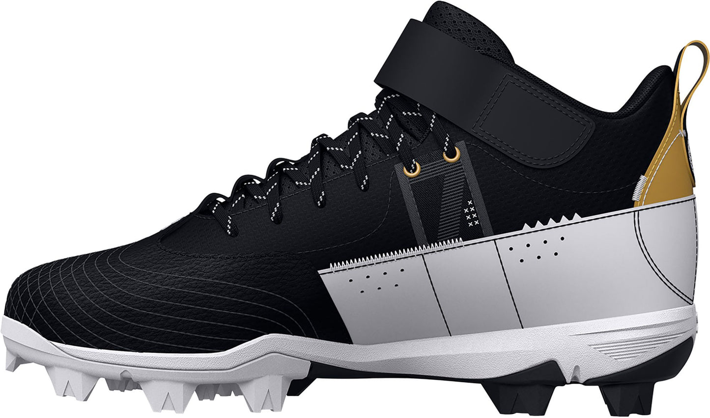 Under Armour Men's Harper 7 RM Baseball Cleats - Black/White, Size 8