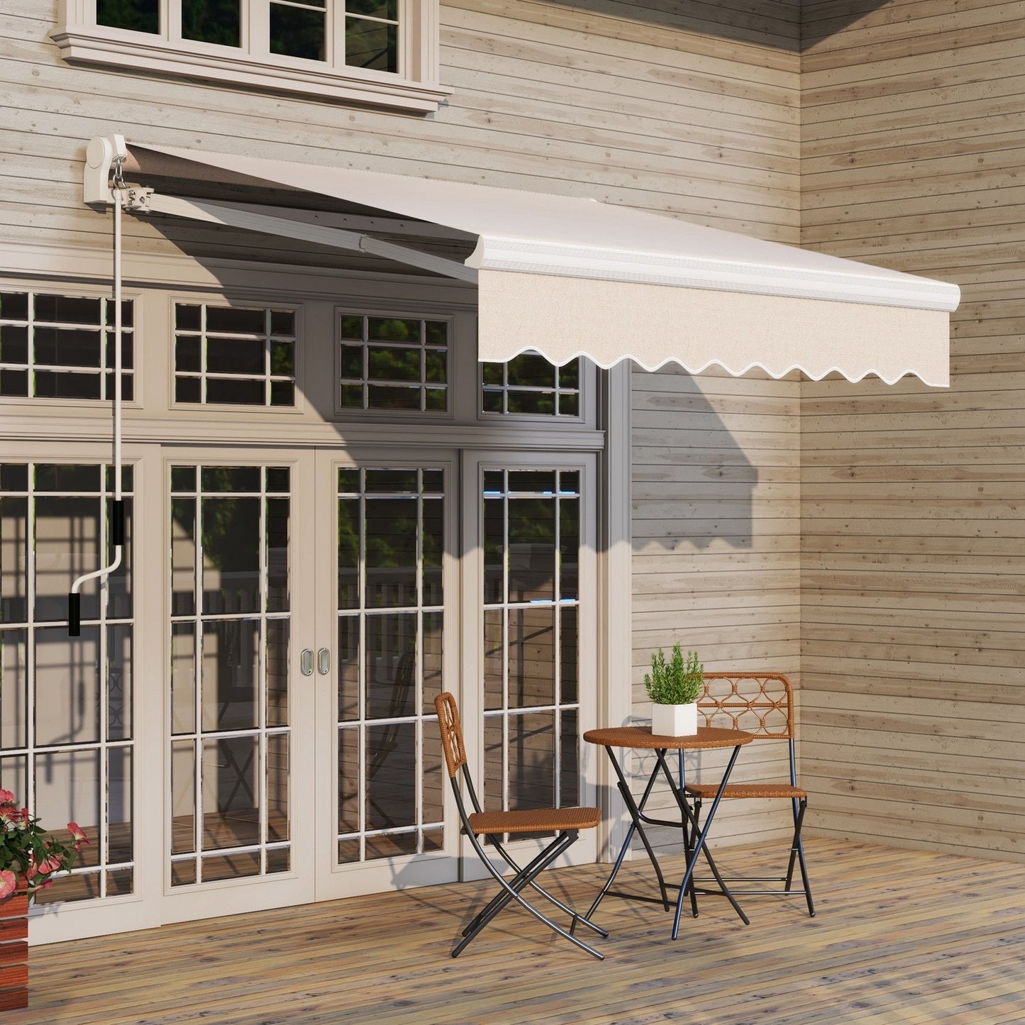 Outsunny 8' x 6.6' Patio Retractable Awning, Exterior Sun Shade Window Cover