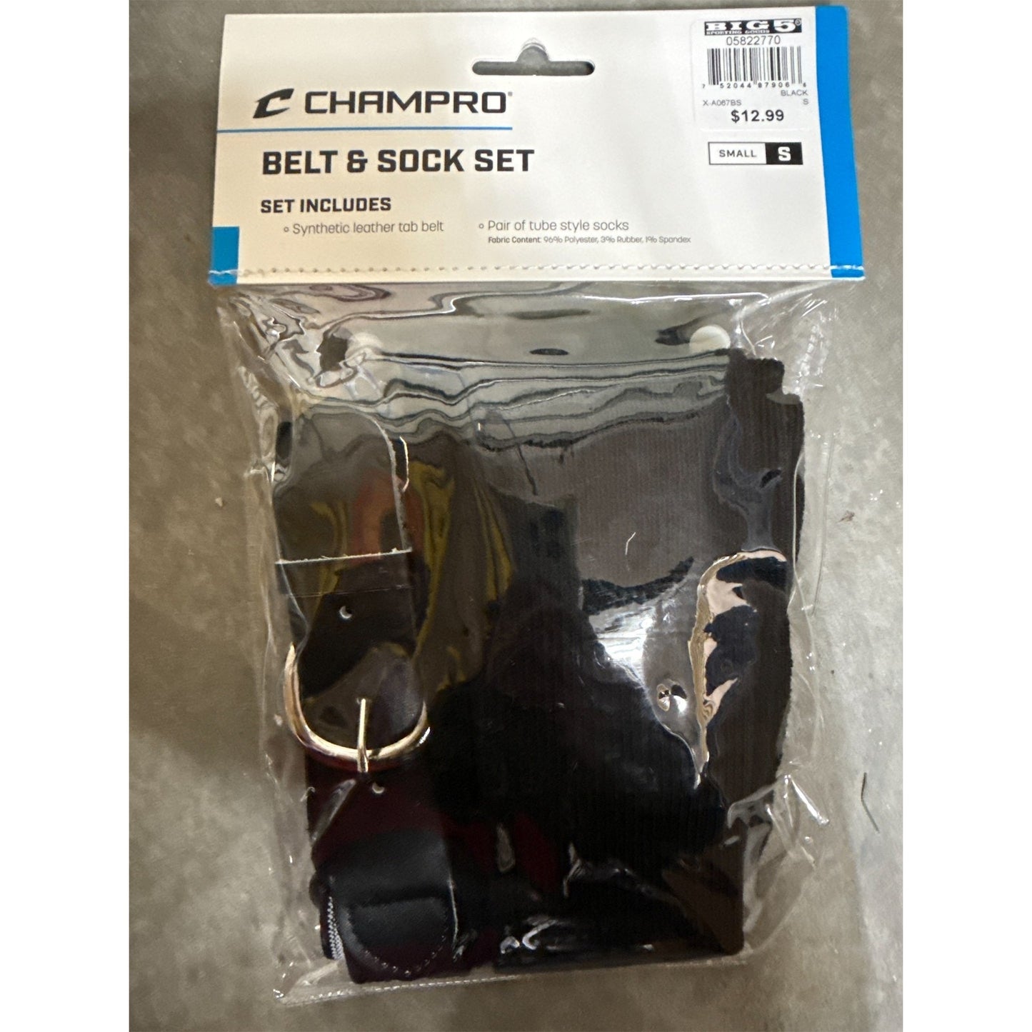 Champro Baseball Youth Belt and Sock Set, Black - Small