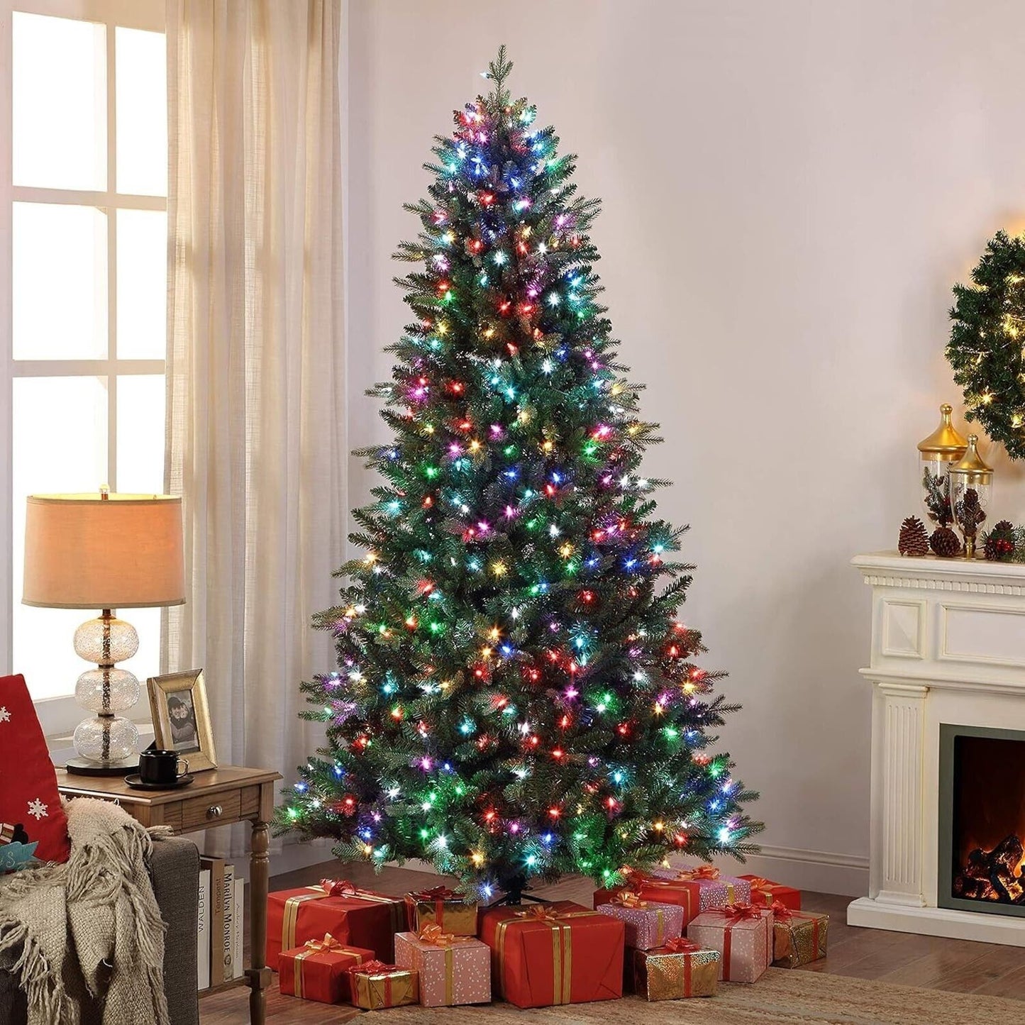 Smart Home Pre-Lit Artificial Christmas Tree with 40 Lighting Options 7.5'