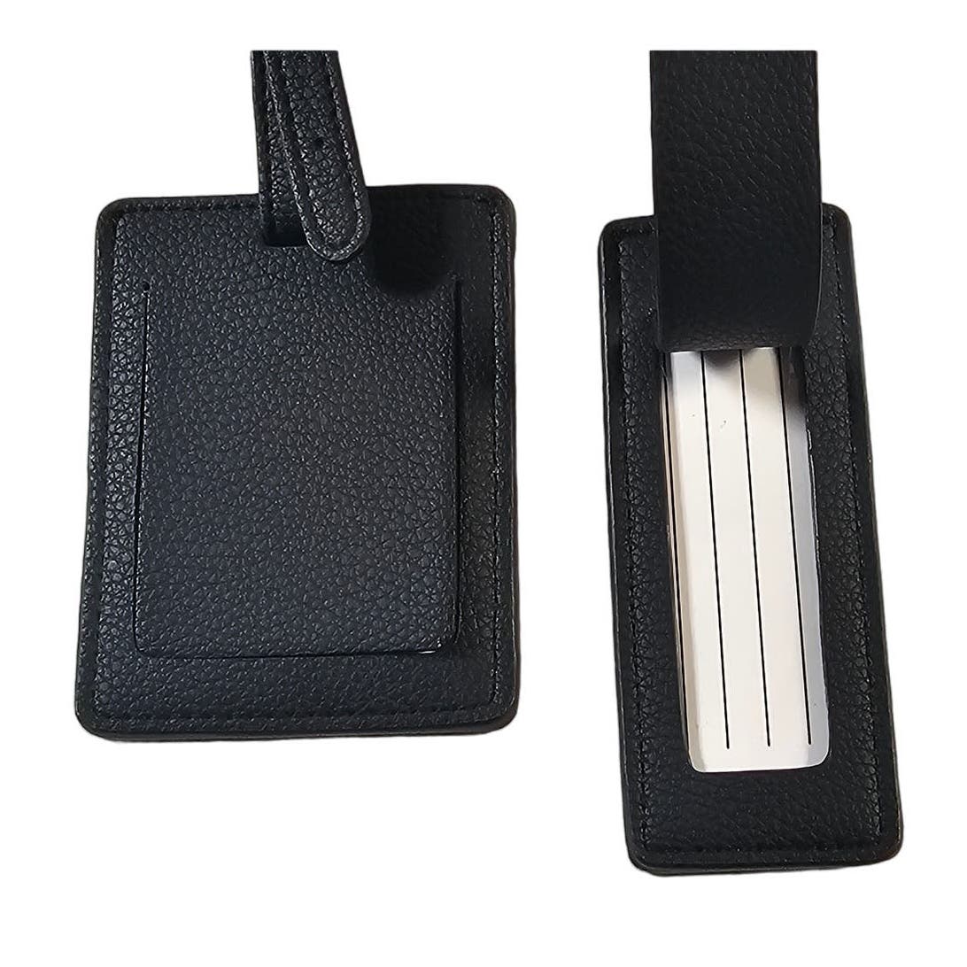 Bulk Pack of 9 Open Story Luggage Tag Set Black Leather