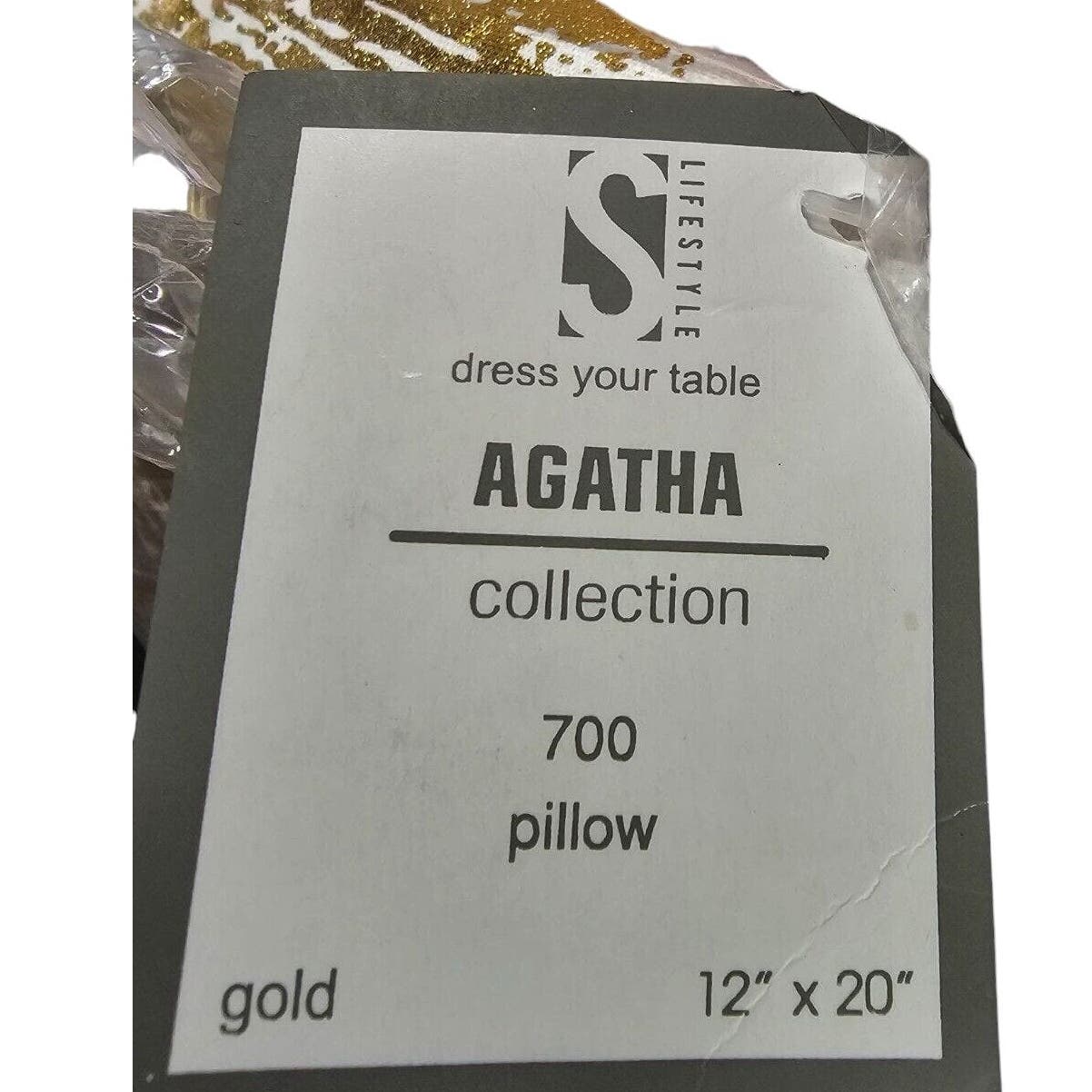 AGATHA Glamorous Metallic Throw Pillow with Case 12x20"