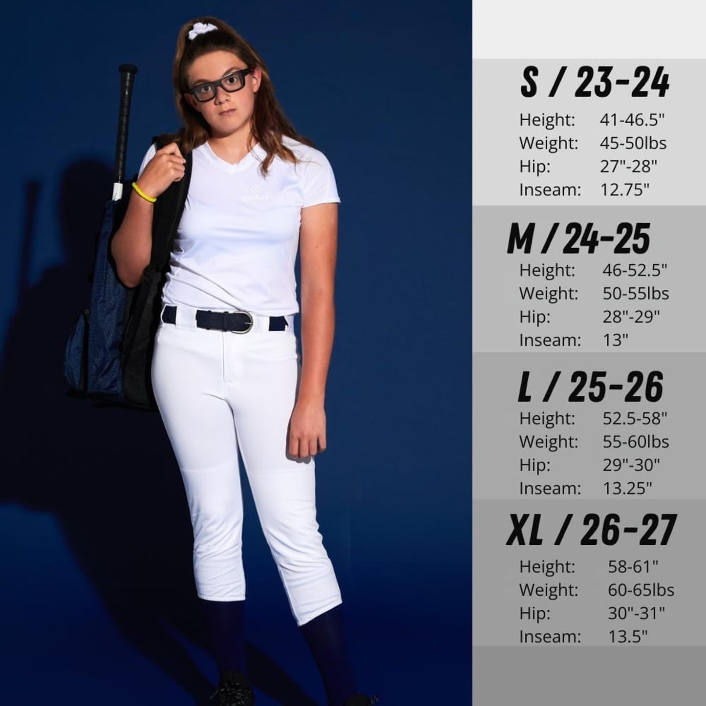 RIP-IT Girls Softball Pants Pro - Size M - Softball Pants for Girls