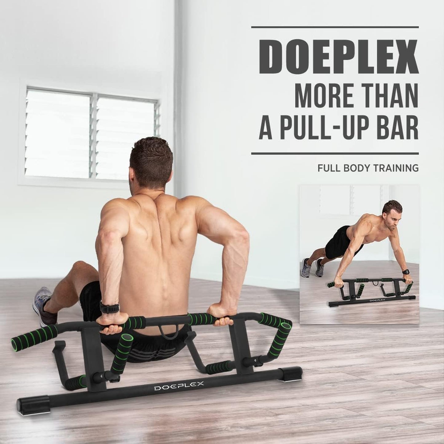 Doeplex Multi-Grip Pull-Up Bar with Smart Hook Technology