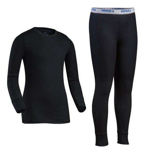 Indera Mills Youth Performance Rib Knit Thermal Set - Black, XL
