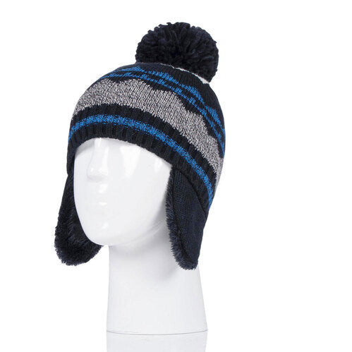 Heat Holders Boys' Nordic Dream Knit Winter Hat with Ear Flaps and Pom-Pom