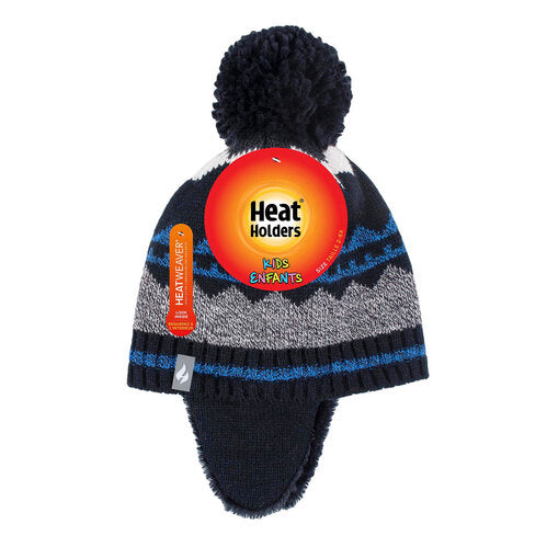Heat Holders Boys' Nordic Dream Knit Winter Hat with Ear Flaps and Pom-Pom
