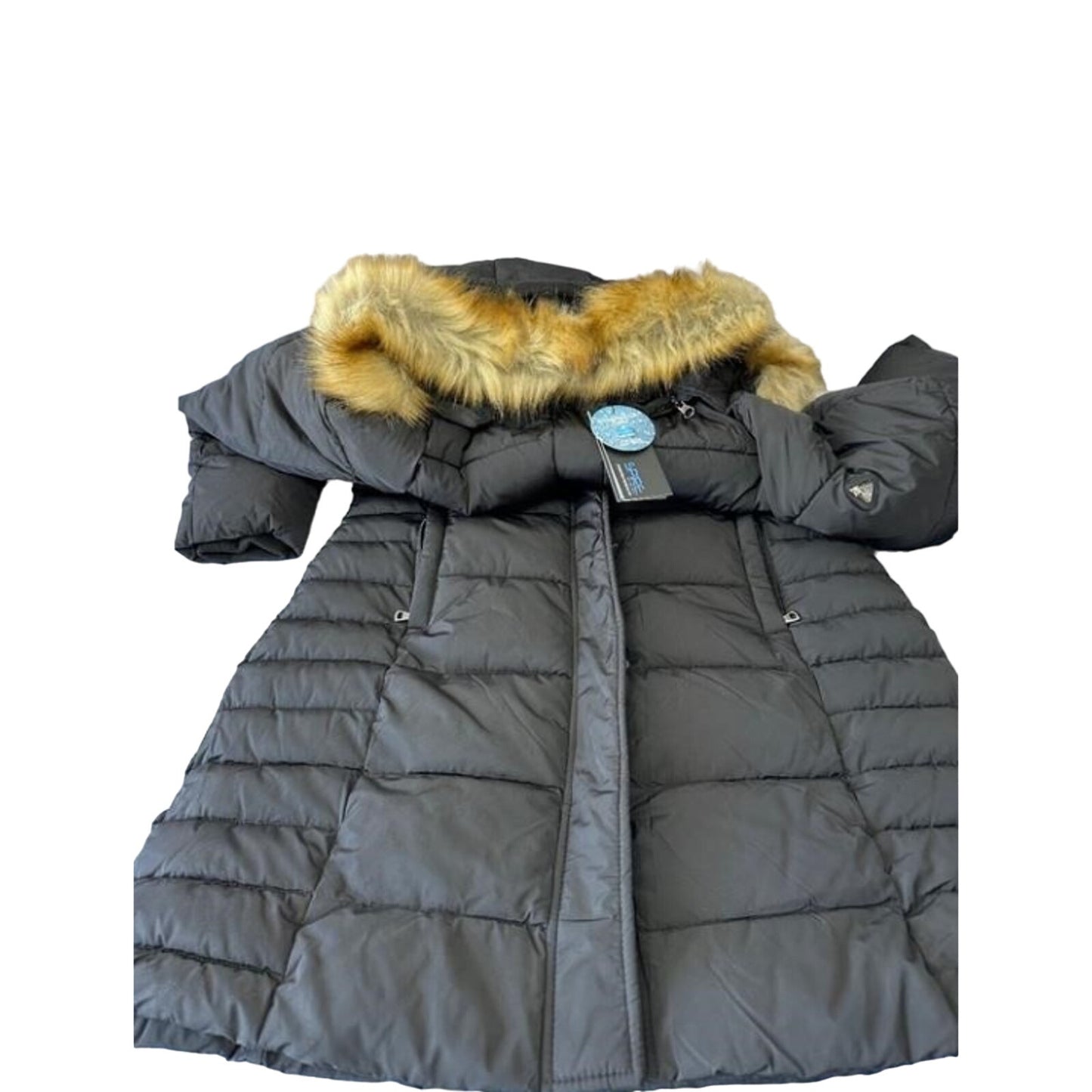 Women's Spire by Galaxy Neva Full Zip Hooded Puffer Coat, Size L - Black