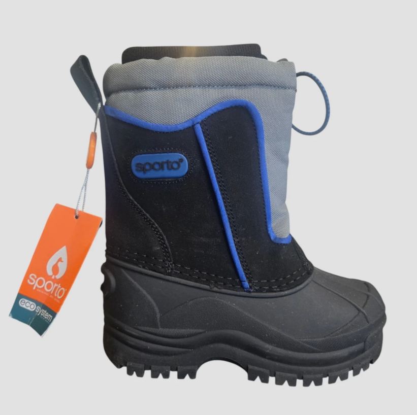 Sporto Boys Frost II Winter Snow Boots, Black/Blue, Size 11