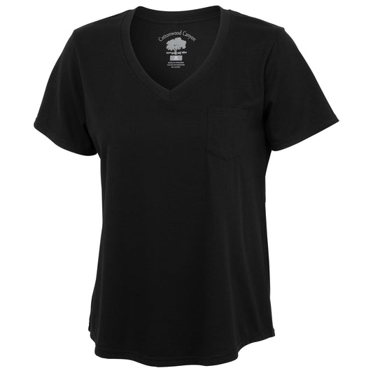 Cottonwood Canyon Women's V-Neck Cotton Pocket Tee - Black, Large