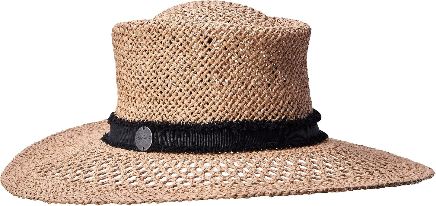 Hurley Women's Lightweight Wide Brim Straw Sun Hat - Khaki