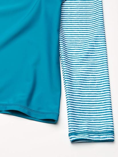 Speedo Girls' Long Sleeve Rashguard Swim Shirt - UPF 50+, Blue Combo, Size M
