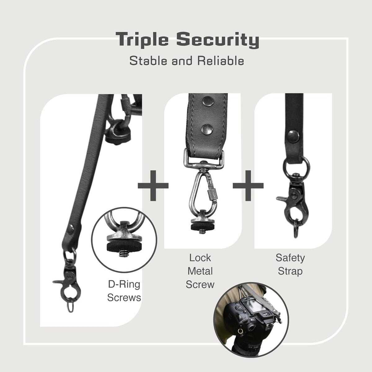 4J LEDR D1 Dual Camera Leather Harness Strap - Black