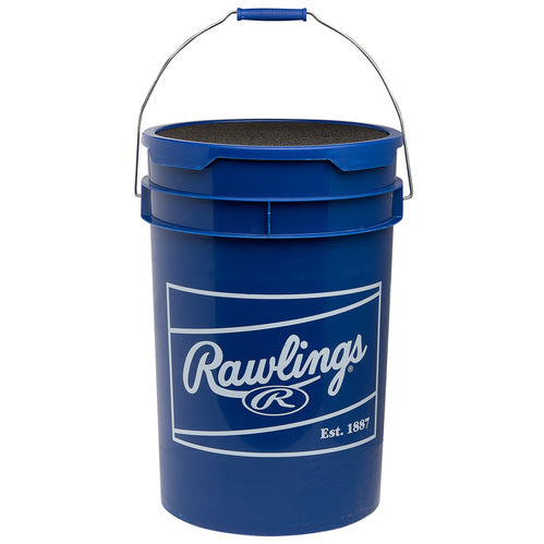 Rawlings 6-Gallon Baseball and Softball Ball Bucket with Padded Seat Lid
