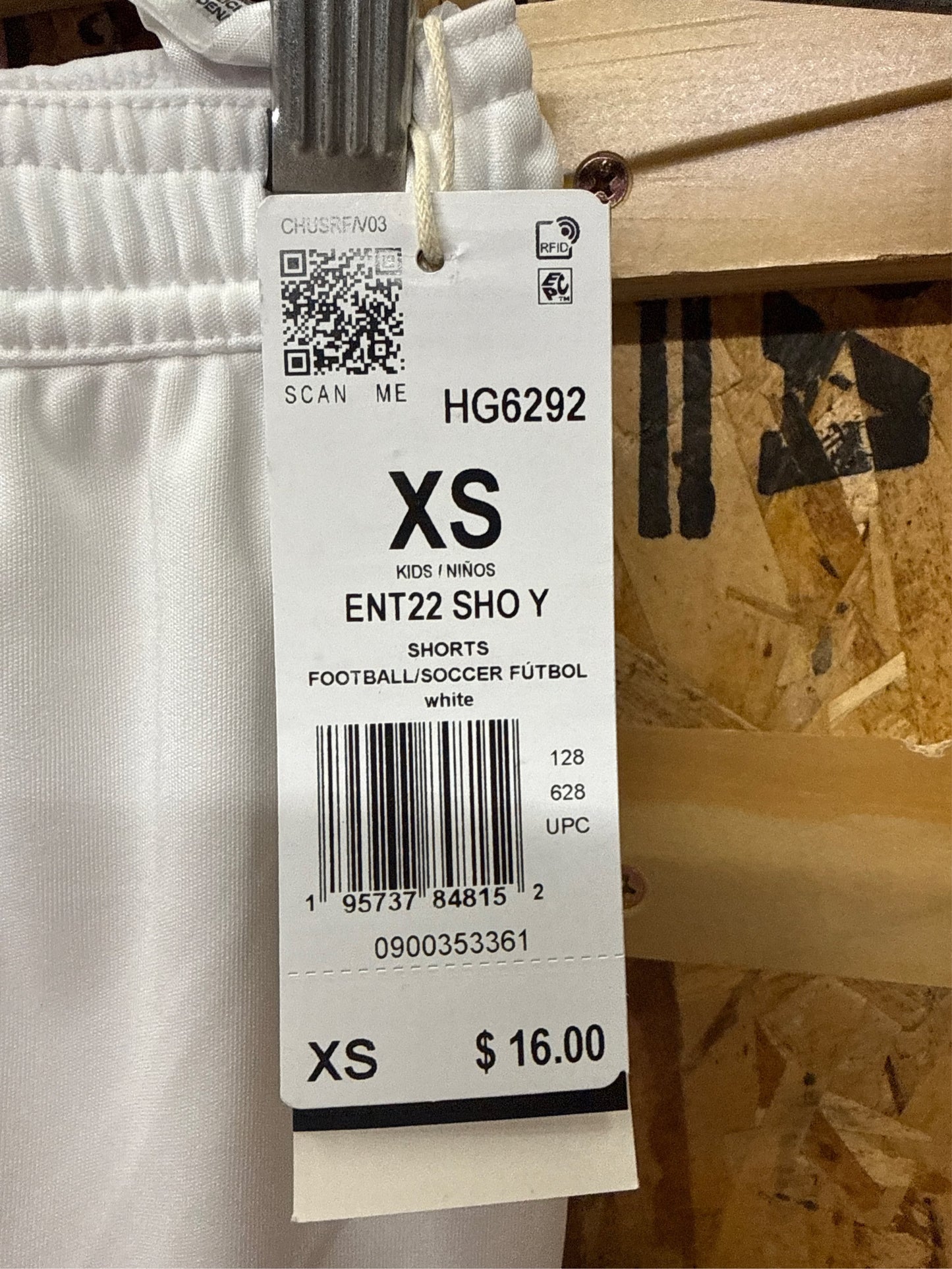Adidas Kids' Entrada 22 Soccer Shorts - White, Size XS
