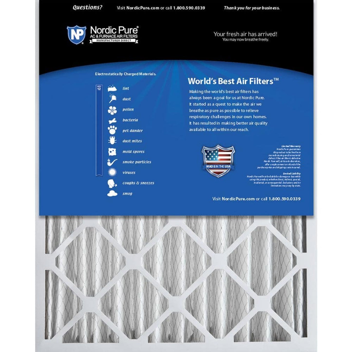 Nordic Pure 16x20x4 MERV 12 Pleated Air Filter 2-Pack - Allergen Control
