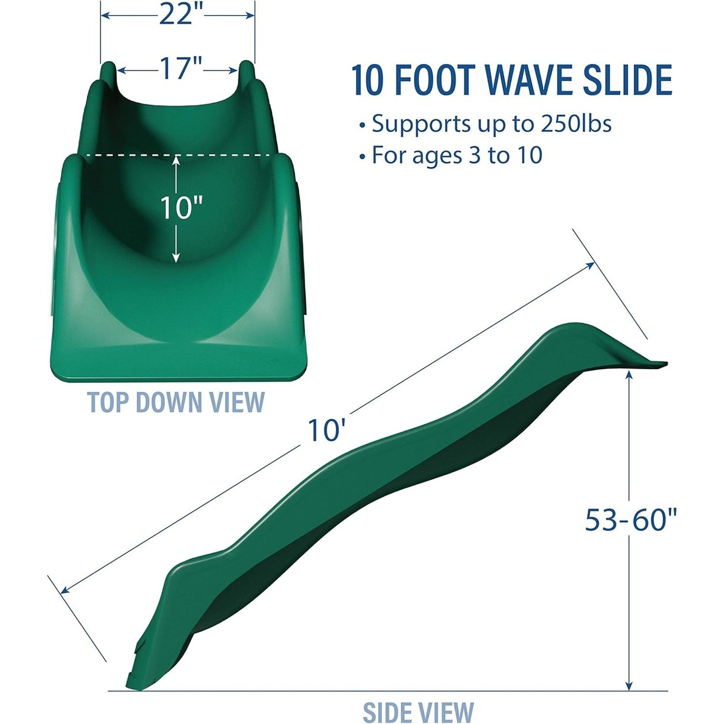 Backyard Discovery 10 Foot Wave Slide, High Side Walls, Easy One Piece Installat