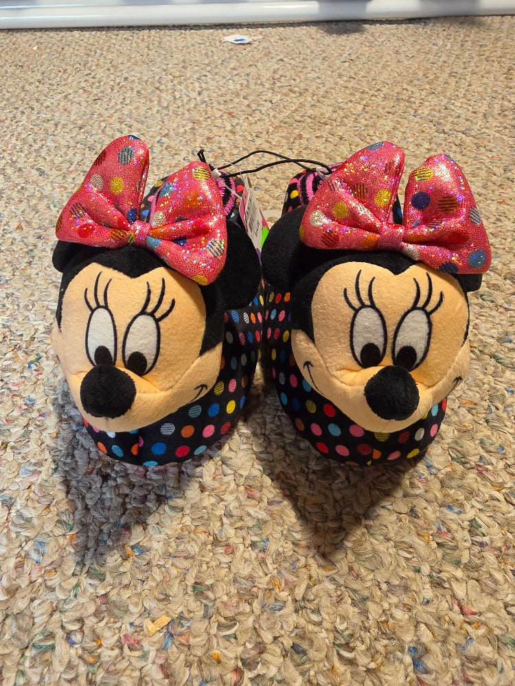Disney Girl's Minnie Mouse Slippers, Black,  Size 11/12