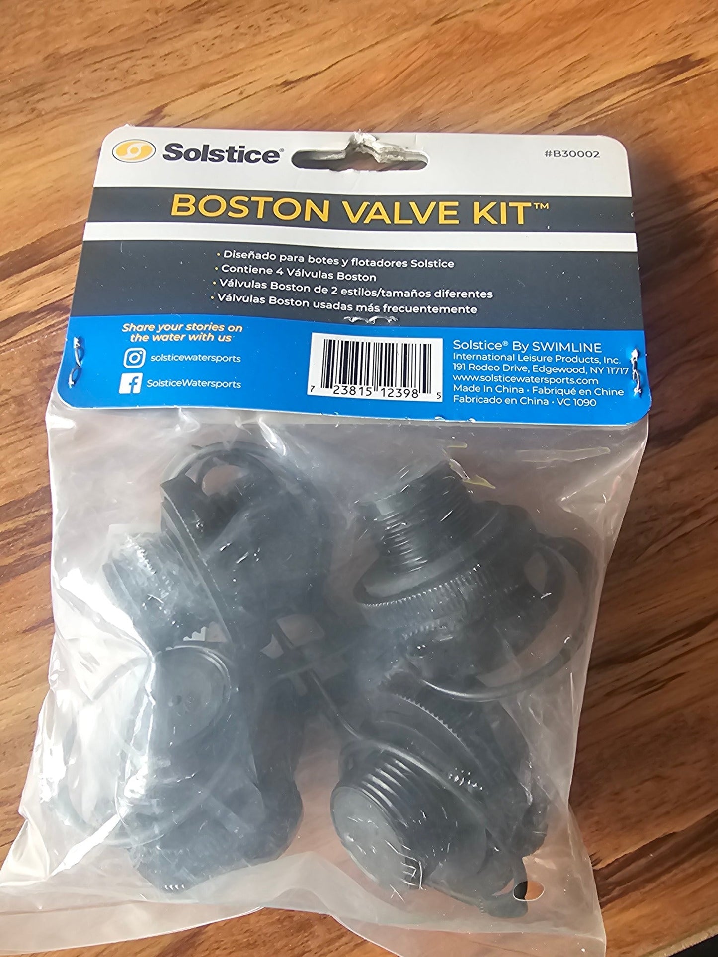 Solstice Replacement Boston Valve Kit for Inflatable Boats & Floats (4-Pack)