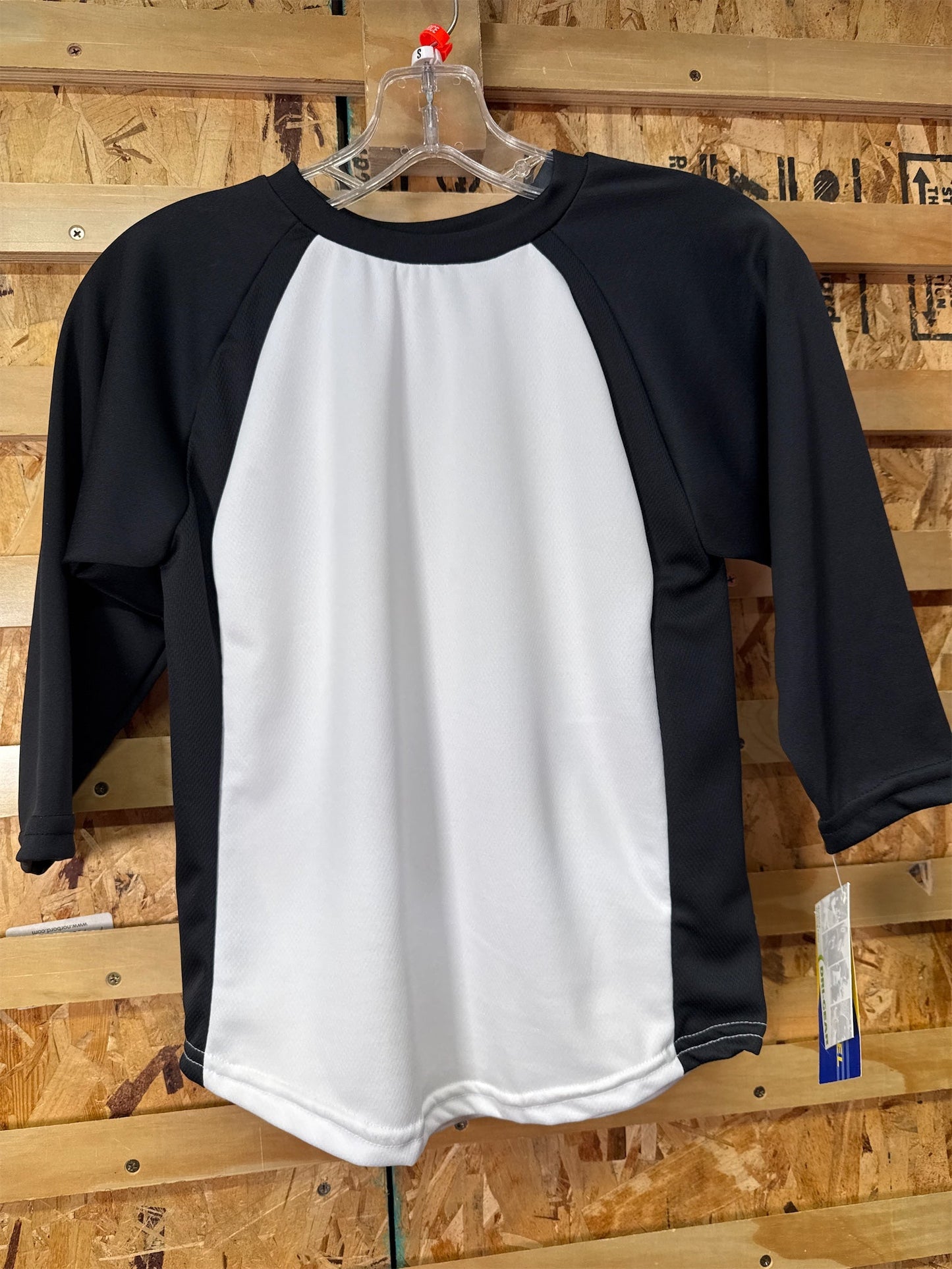 Champro Dri-Gear 3/4 Sleeve Baseball & Softball Raglan Tee Shirt, Black/White, Size S