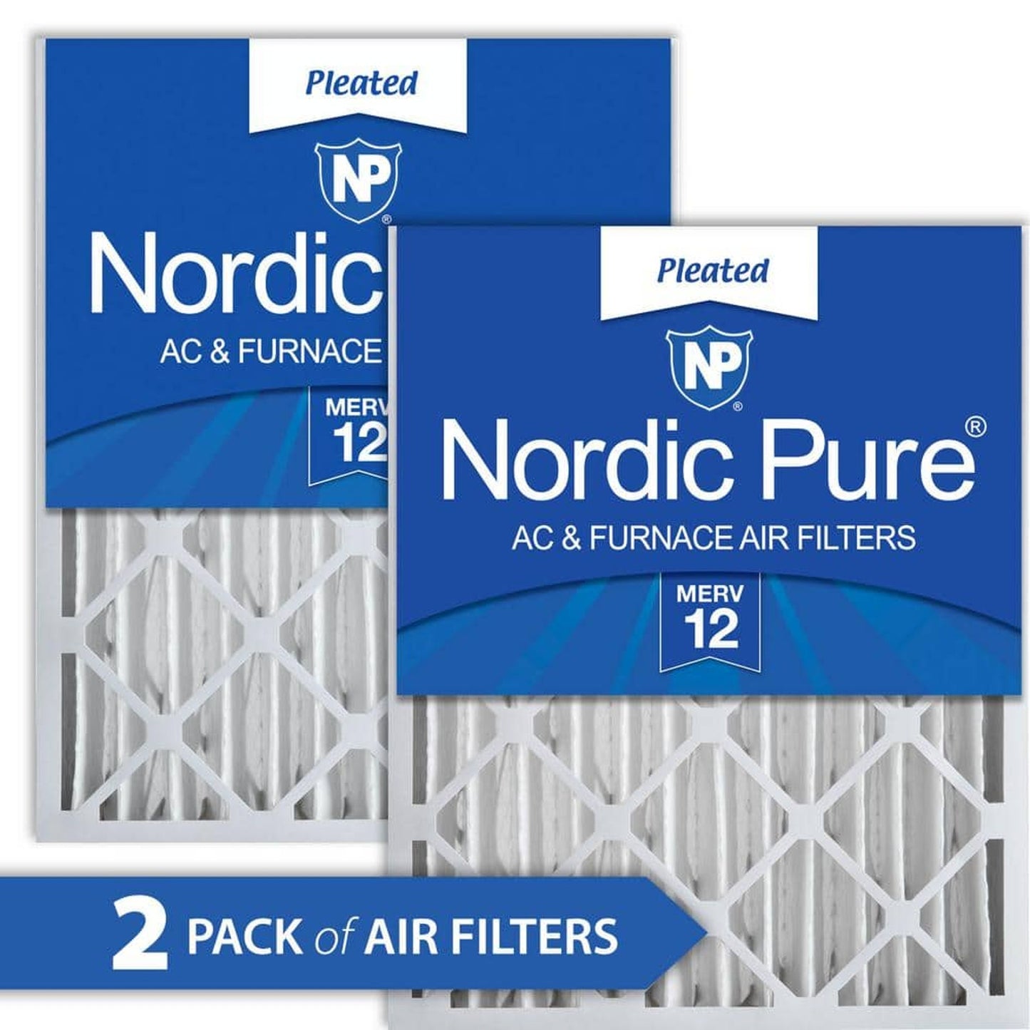 Nordic Pure 16x20x4 MERV 12 Pleated Air Filter 2-Pack - Allergen Control