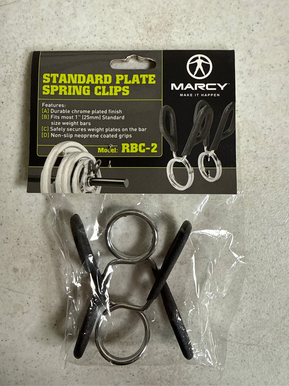 Marcy Standard Steel Barbell Spring Clip Collars, 2-Pack