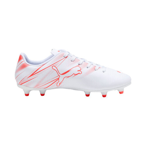 Puma Kids' Attacanto FG/AG Soccer Cleats - White/Fire Orchid, Size 9