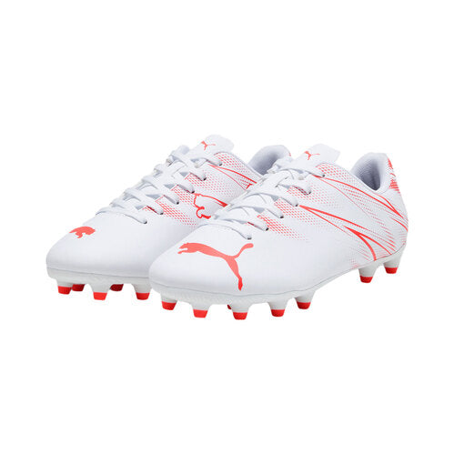 Puma Kids' Attacanto FG/AG Soccer Cleats - White/Fire Orchid, Size 9
