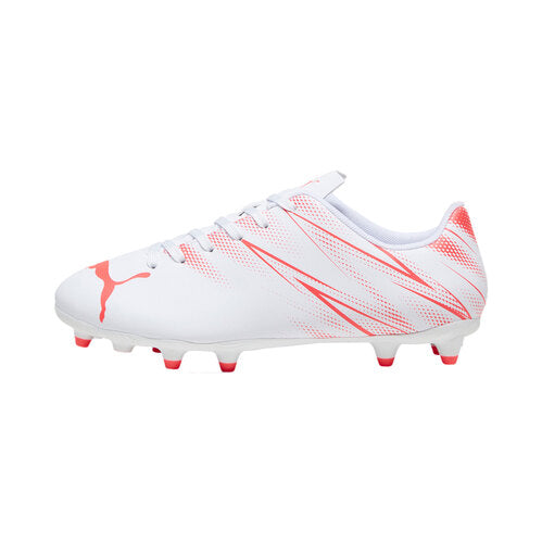 Puma Kids' Attacanto FG/AG Soccer Cleats - White/Fire Orchid, Size 9
