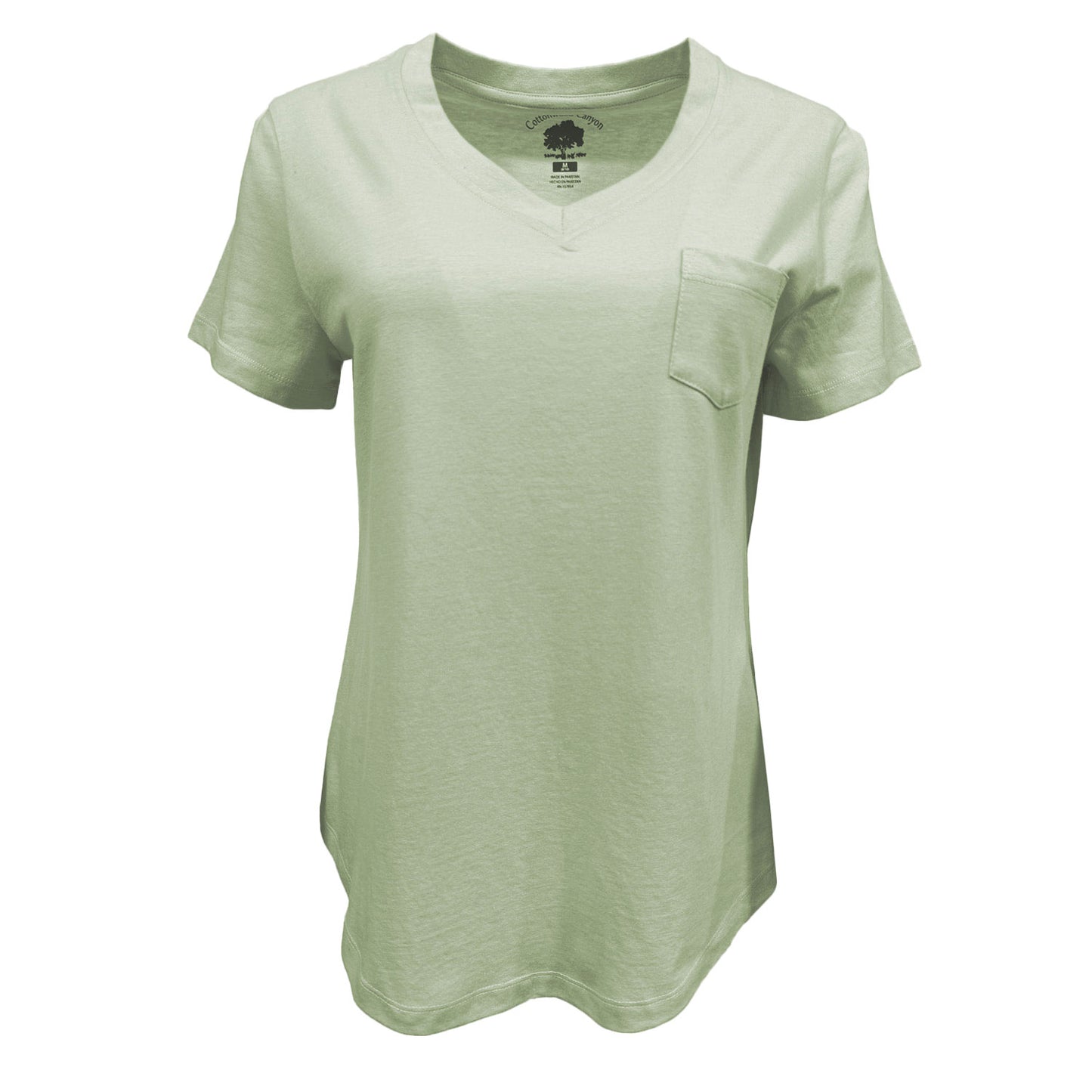 Cottonwood Canyon Women's V-Neck Cotton Pocket T-Shirt - Light Sage, XL
