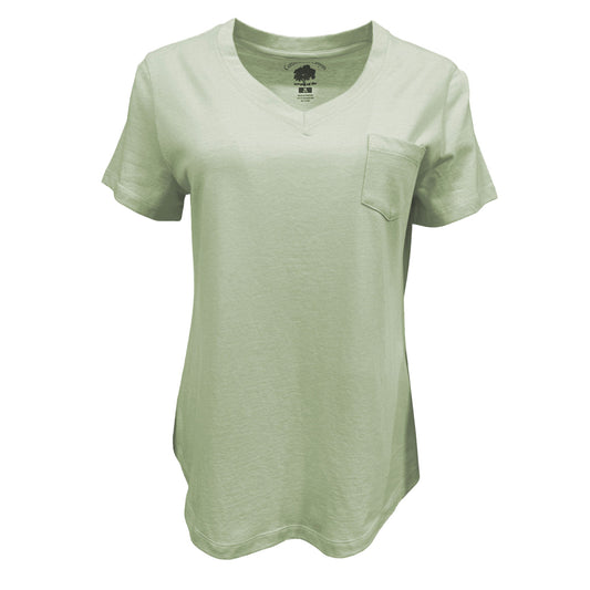 Cottonwood Canyon Women's V-Neck Cotton Pocket T-Shirt - Light Sage, XL