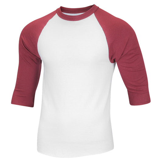 Soffe Adult Unisex Baseball & Softball Raglan Shirt - White/Maroon, Size S