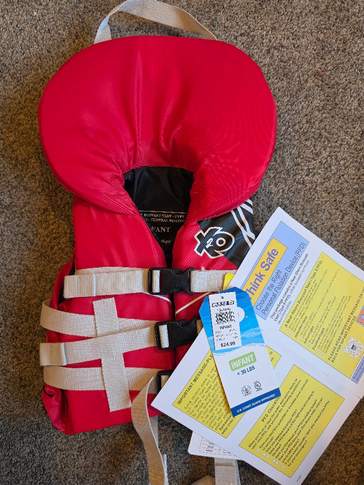X2O Infant Closed-Sided Bionic Life Vest - Red (Up to 30 lbs)