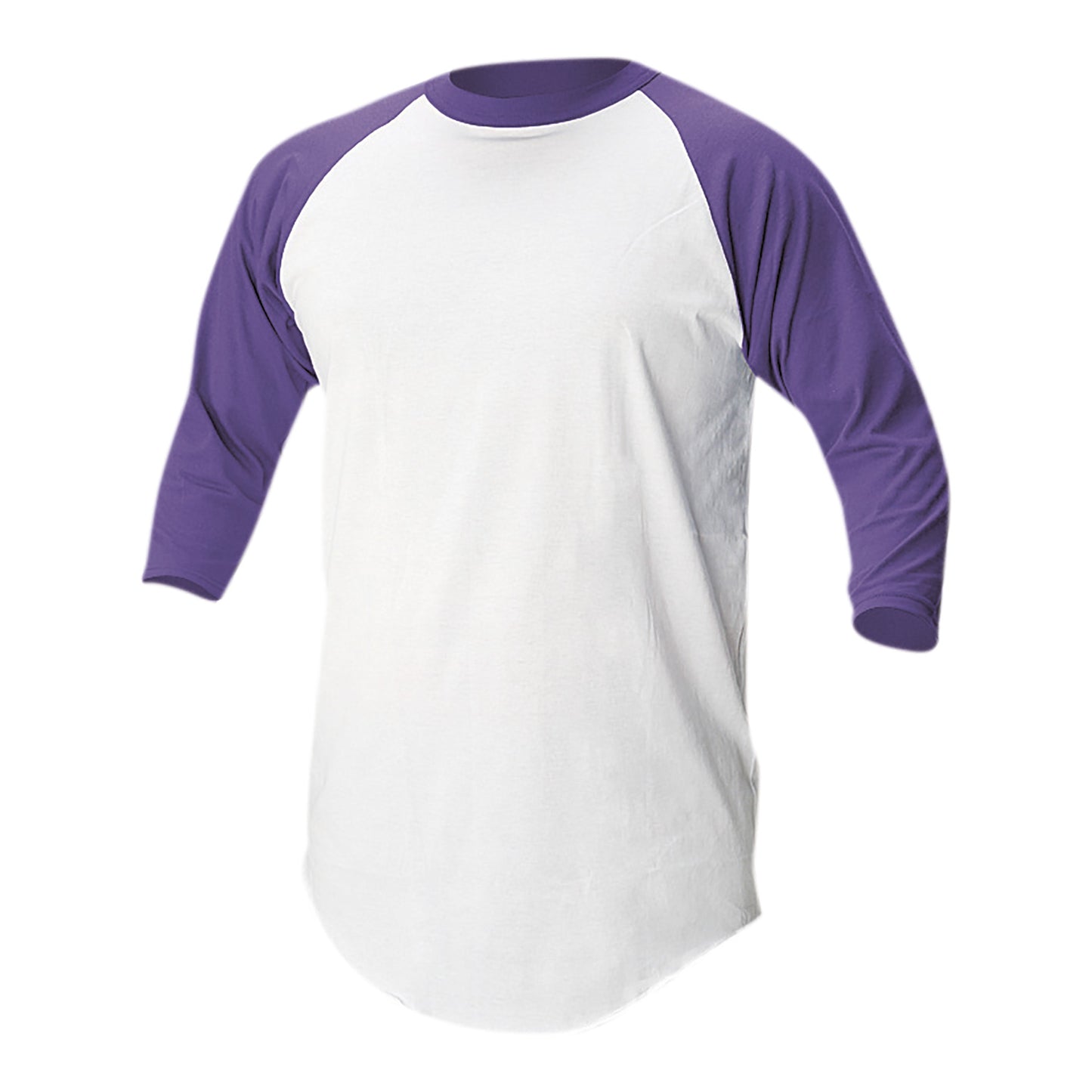 Soffe Adult Baseball & Softball Raglan Shirt - White/Purple, Size M