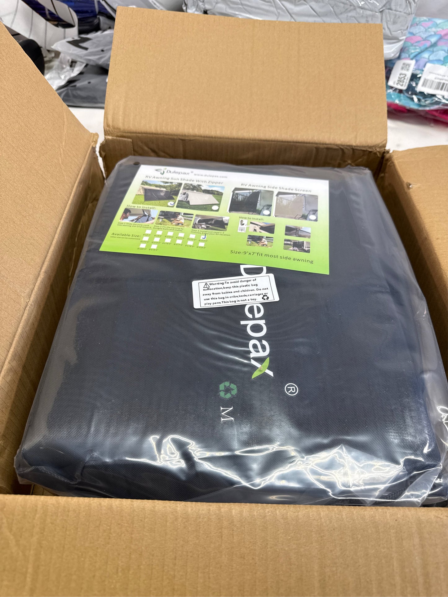 Dulepax RV Awning Shade Screen with Zipper 8'X13'3'' -Second Generation RV Awning Screen Significantly Improves Shadew and Privacy.Universal RV Awning Sun Shade Screen with Complete Kits