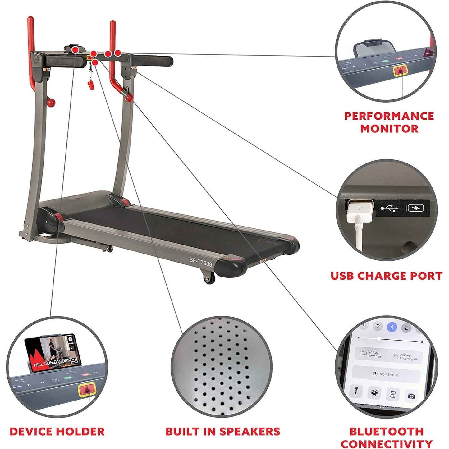 Sunny SF-T7909 Folding Treadmill Auto Incline LCD